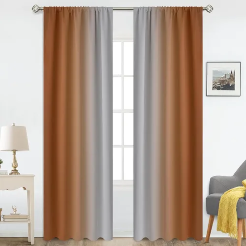 Vista 13 de COSVIYA Cortinas degradadas con dobladillo para cortinero, cortinas de oscurecimiento de habitación de 63 pulgadas de largo, cortinas degradadas
