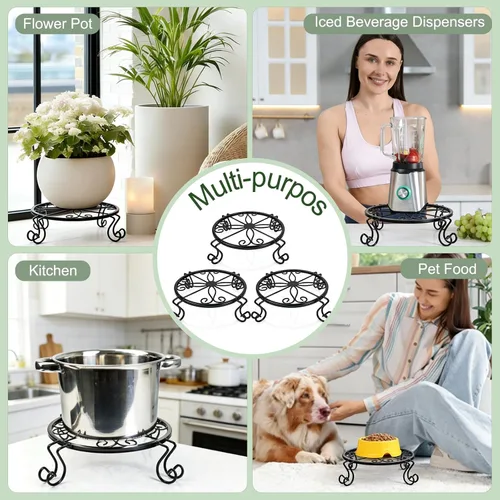 Vista 6 de Kylinbigda Soporte de metal para plantas para interiores y exteriores, soporte de esquina baja, decoración para plantas pequeñas para el hogar