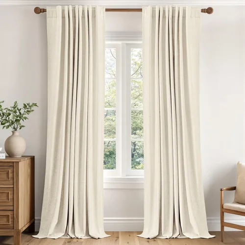 Vista 13 de MIULEE Cortinas de lino 100% opacas para dormitorio, 40 pulgadas de ancho x Marrón Oscuro