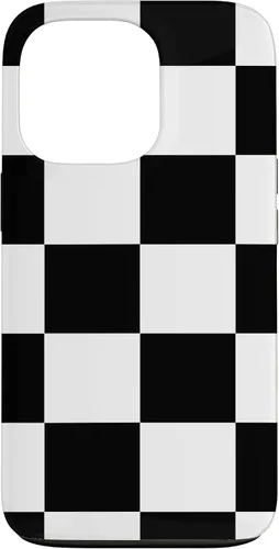 Vista 10 de Black and White Classic Checkered Big Checkerboard Pattern Case for iPhone 16