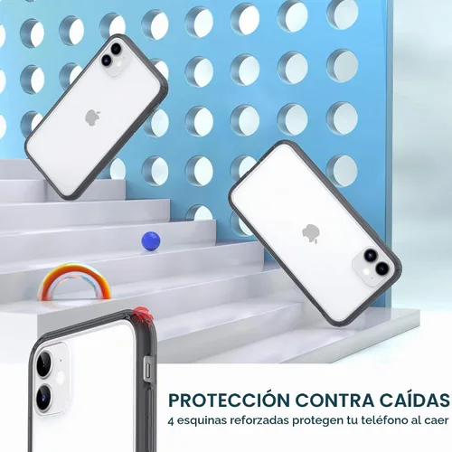 Vista 5 de ULAK Funda transparente compatible con iPhone 11 con borde de color, borde negro