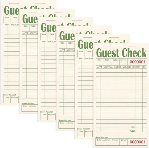 Vista 44 de Libros de cheques de invitados para servidores, bloc de notas de servidor, paquete de 12, papel de color natural, bloc de notas para camarera