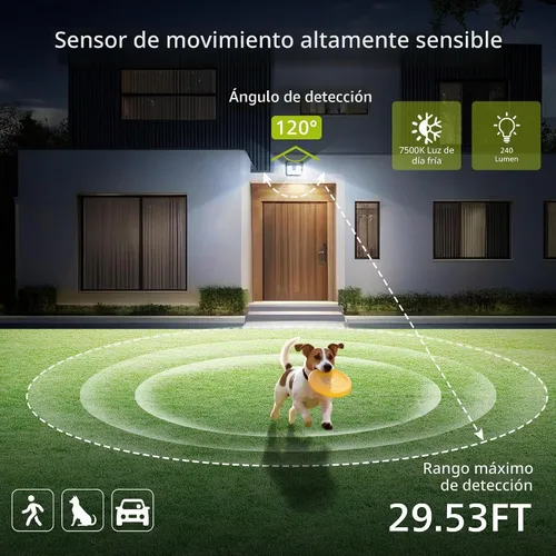 Vista 4 de Philips Luces solares con sensor de movimiento para exteriores, 120 luces LED de seguridad alimentadas por energía solar, 3 modos de iluminación
