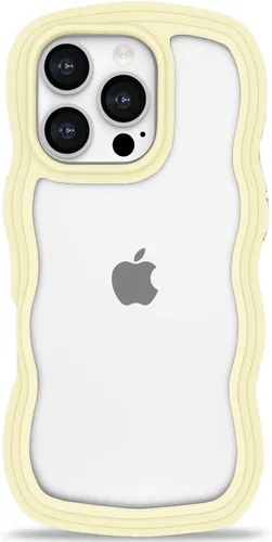 Vista 50 de Anuck Funda para iPhone 13 Pro con borde ondulado, diseño trasero transparente, agarre antideslizante, forma de marco rizado ondulado, a prueba