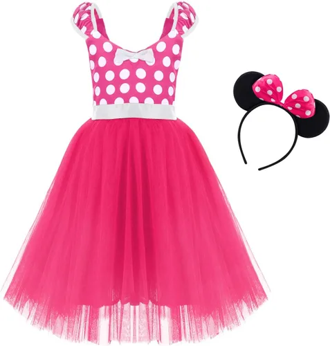 Vista 3 de IWEMEK - Maillot de ballet con diadema para niña con lunares, disfraz con diadema, leotardo