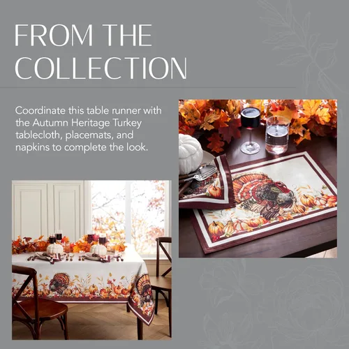 Vista 6 de Elrene Home Fashions Autumn Heritage - Camino de mesa con diseño de pavo, 13 x 70 pulgadas