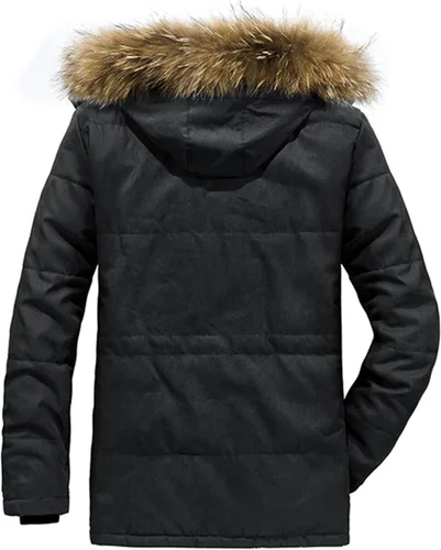 Vista 2 de Tanming - Abrigo de invierno para hombre con forro de piel sintética y capucha desmontable