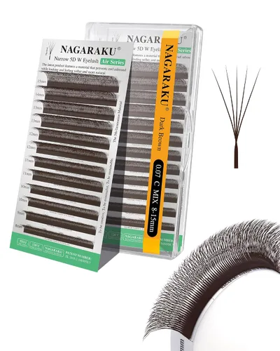 Vista 131 de NAGARAKU Extensiones de pestañas prefabricadas en abanico 3D W 0.05 C 0.315 0.05-C 3D W