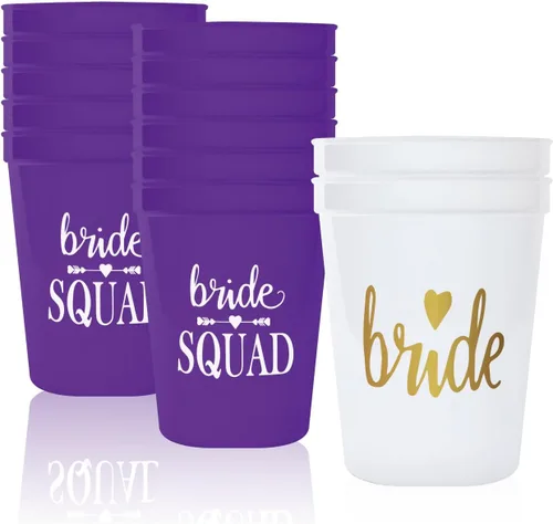 Vista 9 de PartyGifts&beyond Vasos de plástico para despedida de soltera, paquete de 13 tazas de plástico para dama de honor, despedida de soltera, decoración
