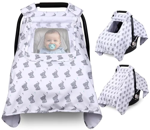 Vista 9 de Funda para Asiento de Coche para Bebé, Fundas para Asiento de Coche para Bebé con 2 Capas, Ventanas Transpirables, Funda para Asiento de Coche
