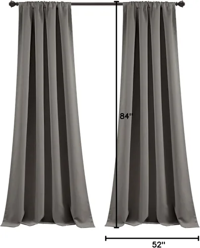 Vista 11 de Lush Decor Paneles de cortinas aisladas para oscurecer la habitación, con bolsillo para barra, par de cortinas largas para dormitorio o sala