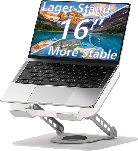 Vista 8 de Soporte ajustable para laptop, elevador giratorio de 360°, base estable para MacBook Pro/Air Notebook de hasta 16 pulgadas, color negro