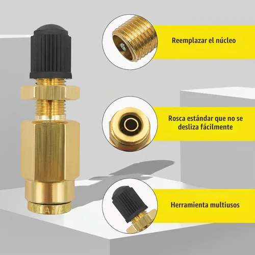 Vista 3 de 2 piezas válvulas de inflado, válvula de inflado de aire de latón de 1/4 pulgadas con empuje para conectar para tubería de línea de aire de 1/4