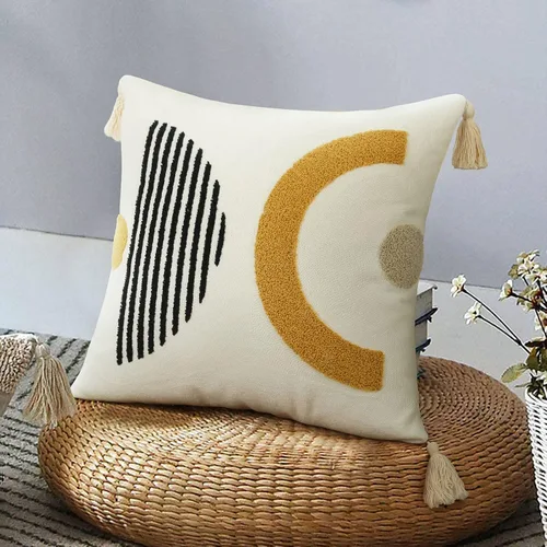 Vista 20 de Merrycolor Fundas de almohada abstractas de estilo bohemio coloridas con líneas de cara de mujer, lindas fundas de almohada estéticas de mediados