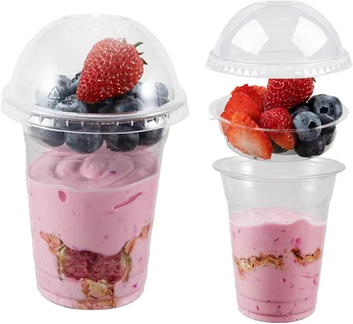 Vista 10 de Artpreti Vasos de plástico transparente de 12 onzas con tapas sin popote, tazas de café de plástico desechables con tapas, tazas para café helado