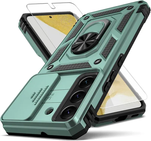 Vista 10 de Funda para Samsung Galaxy S22, con cubierta para lente de cámara, protector de pantalla HD, [grado militar] anillo de montaje en coche con soporte