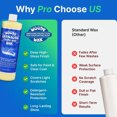 Vista 5 de Woody Wax Cera de crema de carnauba, cera profesional de alto brillo marino, RV y aviación, protección UV para pintura y capa transparente