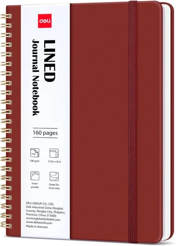 Vista 11 de deli Black Lined Spiral Journal Notebook, 160 Pages, A5 (5.5"x8") Hardcover Writing Notebook, College Ruled Spiral Bound Journal for Women & Men