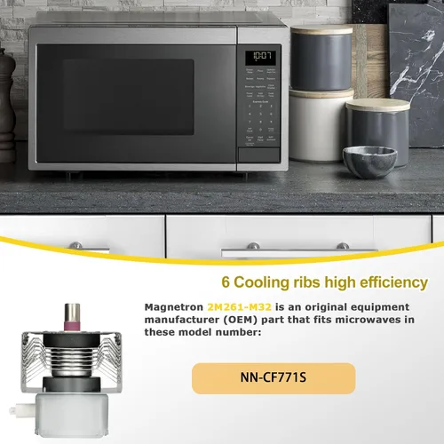 Vista 5 de Magnetrón de microondas 2M261-M32 para el horno de microondas del inversor Panasonic NN-CF771S, reemplaza 2M236-M32, 2M261-M16, prueba del OEM pasada