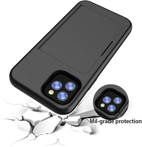 Vista 5 de Funda para iPhone 12 Mini con tarjetero, ranura para tarjeta de crédito Funda protectora tipo cartera - Negro