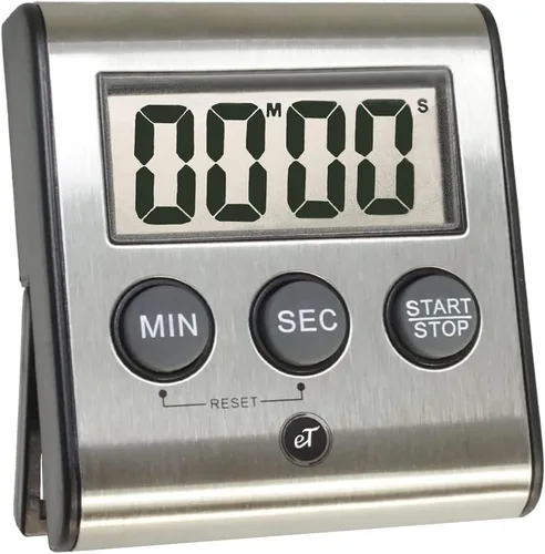 Vista 8 de Elegante temporizador digital de cocina – Modelo de acero inoxidable eT-23, parte trasera magnética súper fuerte, alarma fuerte, pantalla grande