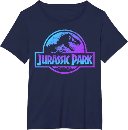 Vista 20 de Jurassic Park Camiseta de manga corta con logotipo Fossil azul y morado Negro