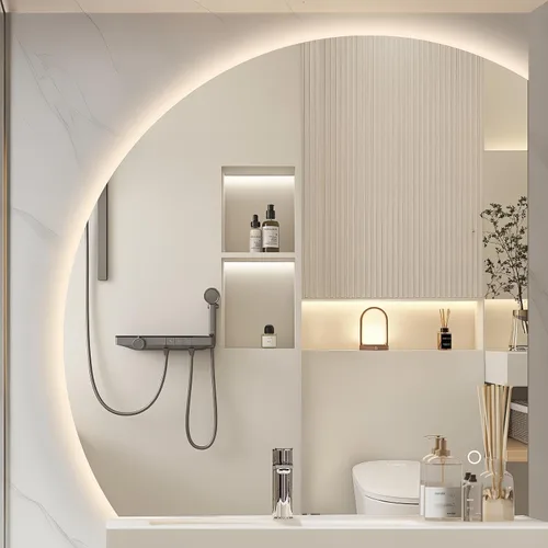 Vista 8 de Espejo de baño LED de media luna de 32 pulgadas, espejo de pared