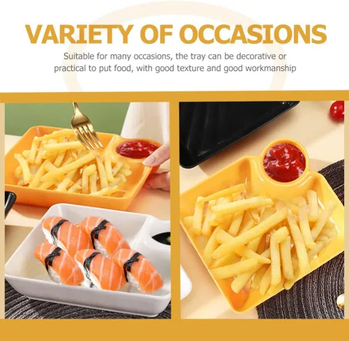 Vista 7 de Housoutil Bandeja cuadrada para papas fritas con asas resistentes para aperitivos decorativos para servir alimentos