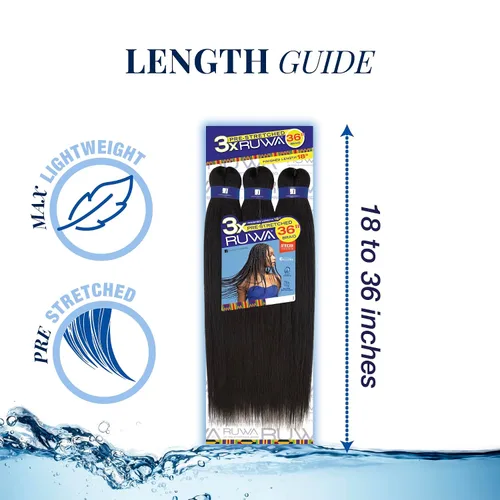 Vista 11 de Sensationnel Ruwa cabello para trenzas preestirado - 3x 36 pulgadas repelente al agua kanekalon sintético de secado rápido deportivo sin picazón