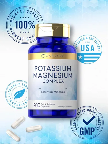 Vista 6 de Carlyle Suplemento de potasio y magnesio 200 cápsulas Complejo sin OMG y sin gluten