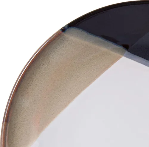Vista 4 de Mikasa Gourmet Basics Caden - Juego de vajilla de cerámica de 16 piezas, servicio para 4, centro blanco brillante con esmalte reactivo de dos tonos