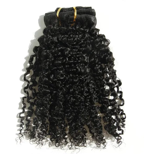 Vista 4 de Ms Fenda Extensiones de cabello rizado afro 4B 4C con clip, cabello virgen brasileño Remy, color natural, 4.23 onzas, 7 unidades por juego