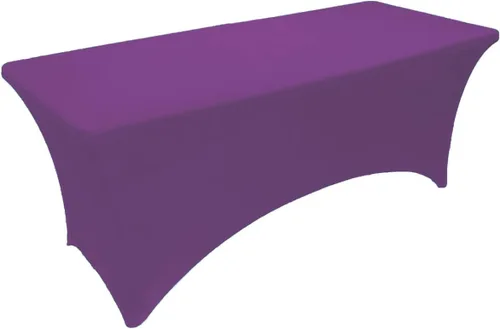 Vista 10 de Mantel de mesa de elastano elástico marfil de 4 pies para mesa plegable rectangular ajustable