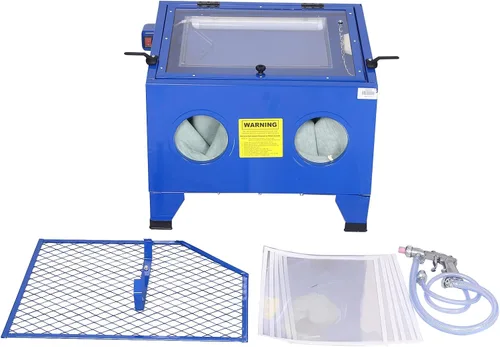 Vista 3 de Gabinete de explosión abrasiva superior de banco, 25 galones, 80 psi, elimina el óxido, la suciedad y la pintura, ideal para reparadores