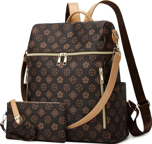 Vista 35 de Makes - Bolso tipo mochila para mujer, de piel sintética, bolso de viaje con diseño convertible a cartera, 12 pulg., Mochilas de viaje