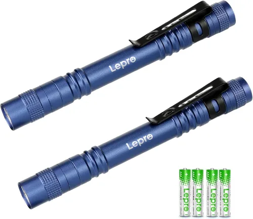 Vista 9 de Linternas LED Lepro en forma de bolígrafo, linterna de bolsillo mini impermeable y ligera con clip, paquete de 2 linternas pequeñas para inspección