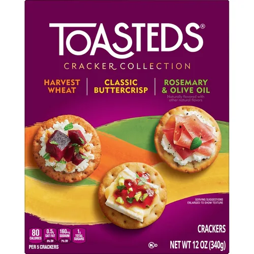 Vista 8 de Galletas tostadas, galletas tostadas, aperitivos de fiesta, paquete variado, caja de 12 onzas (1 caja)