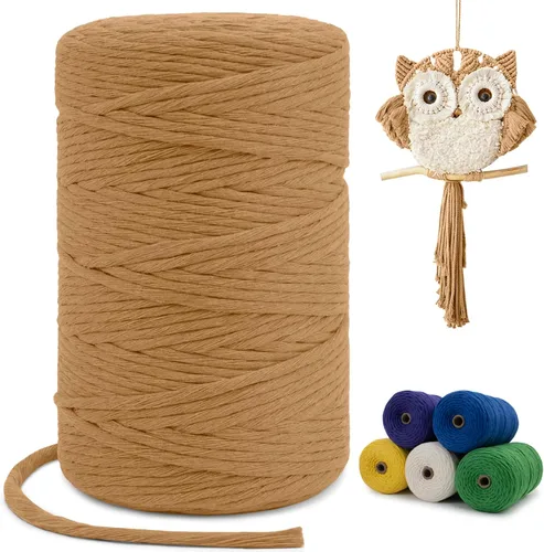 Vista 22 de Cuerda de macramé de una sola hebra de 0.197 in x 110 yardas, cuerda de macramé de algodón natural de 0.197 in, cuerda de algodón grueso para colgar