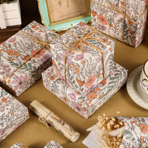 Vista 3 de Ywdbzjhs 1 rollo de papel de regalo de flores silvestres, 17 pulgadas x 33 pies, papel de regalo floral de jardín de flores silvestres
