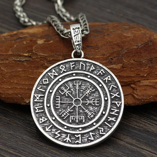 Vista 4 de Leprato Collar vikingo nórdico, amuleto de runa vikinga nórdica, dije de amuleto vikingo, regalo de joyería para hombres y mujeres
