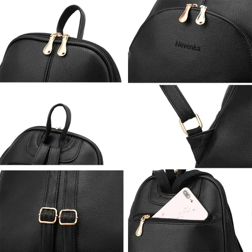 Vista 12 de Nevenka mochila informal estilo cartera de imitación cuero con cierre para mujer