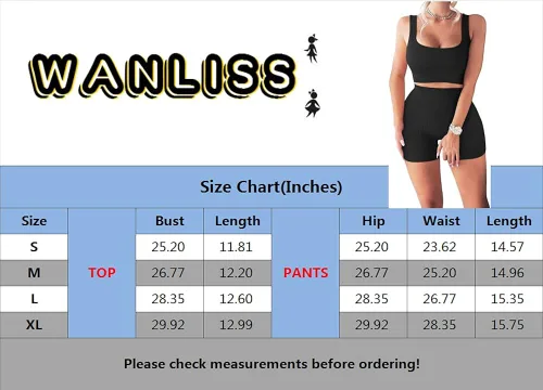 Vista 5 de WANLISS Conjunto de entrenamiento de verano para mujer, 2 piezas, sin costuras, acanalado, sin mangas, pantalones cortos de cintura alta, trajes