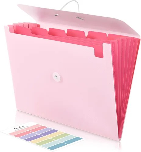 Vista 13 de SKYDUE Carpeta de archivos expandible con 7 bolsillos, organizador de archivos de acordeón, carpetas para documentos, organizador portátil de papel