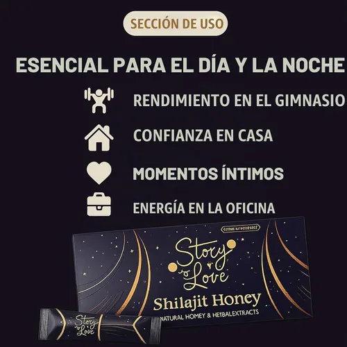 Vista 4 de Miel Shilajit orgánica hecha con jalea real natural y hierbas mixtas, paquete de 12 sobres cada 0.35 oz