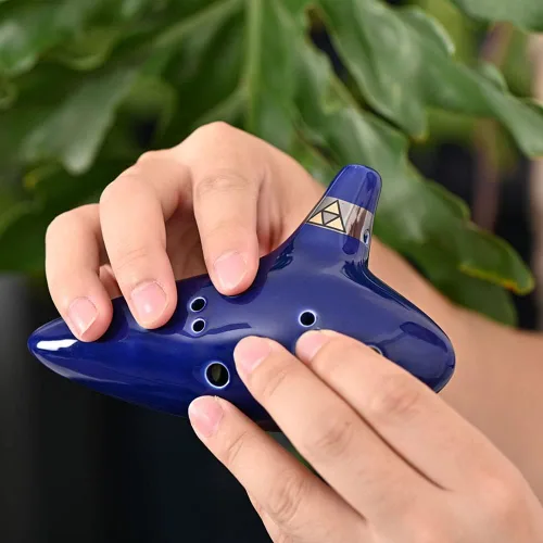 Vista 7 de Ocarina Piccolo de cerámica Alto C de 12 agujeros, regalo de instrumento musical para adultos principiantes con soporte de exhibición, libro