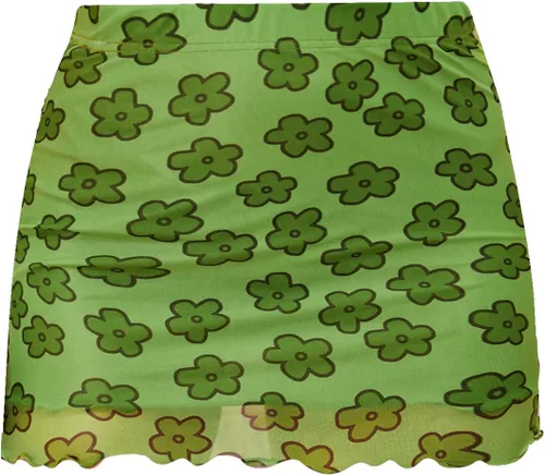 Vista 6 de Verdusa Minifalda ajustada de tela de red floral con cintura elástica para mujeres