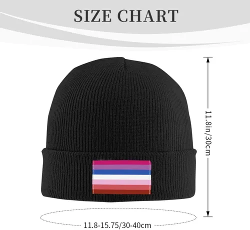 Vista 3 de Lesbian Pride Flag LGBTQ Thickened Warm High Elastic Knitted Woolen Hat African Style with Stylish Personality Print Black