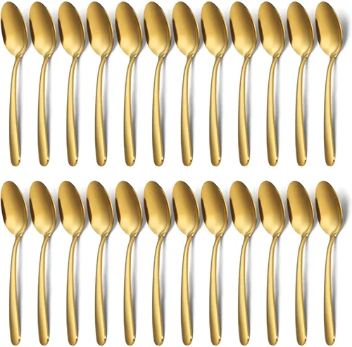 Vista 8 de Unokit - Juego de 24 cucharas de té – Cuchara de acero inoxidable de 6.7 pulgadas, postre, mesa, cucharas de cubiertos solo para el hogar, cocina