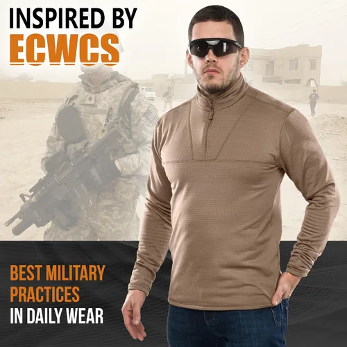 Vista 5 de M-Tac Thermal Shirt for Men Grid Fleece Lined Base Layer Compression Top for Cold Weather ECWCS Delta Level 2