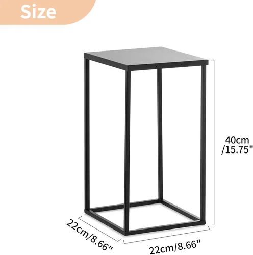 Vista 5 de Nuptio Jarrón de metal negro, 2 piezas de 15.7 pulgadas de alto, jarrones cilíndricos y cuadrados para centros de mesa, decoraciones para el hogar